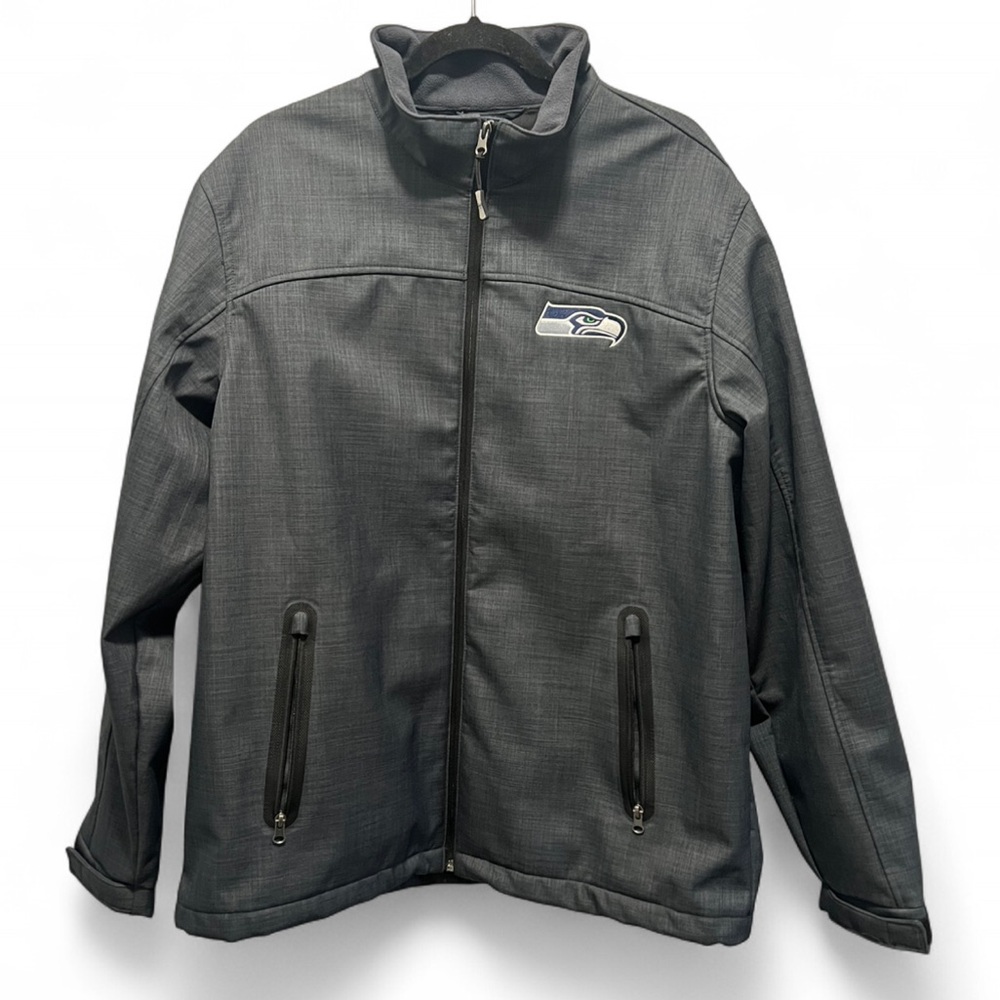 💙💚 SEAHAWKS NFL Men’s Gray Soft Shell Zip Jacket - XL